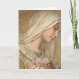 Sainte Vierge Marie Florale Carte Vintage
