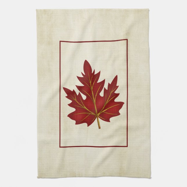 Saison automne Feuille rouge Serviette de cuisine  (Vertical)