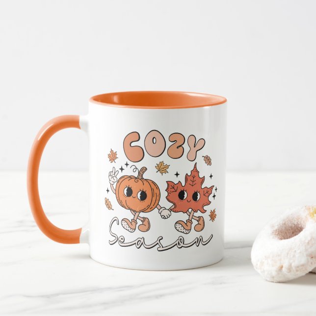 Saison cosy, Mug Vibes Automne, Doodle Automne Rét (Avec donut)