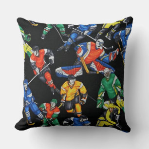 Saison de hockey Motif de hockey sur glace Coussin