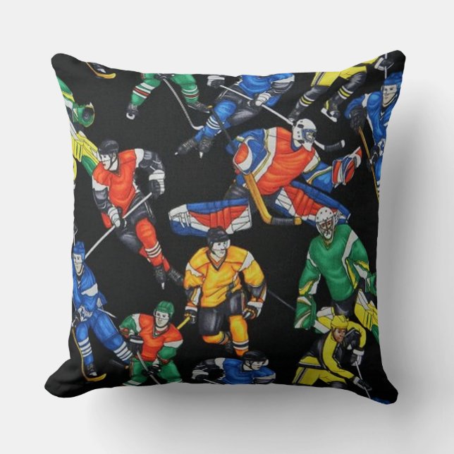 Saison de hockey Motif de hockey sur glace Coussin (Recto)