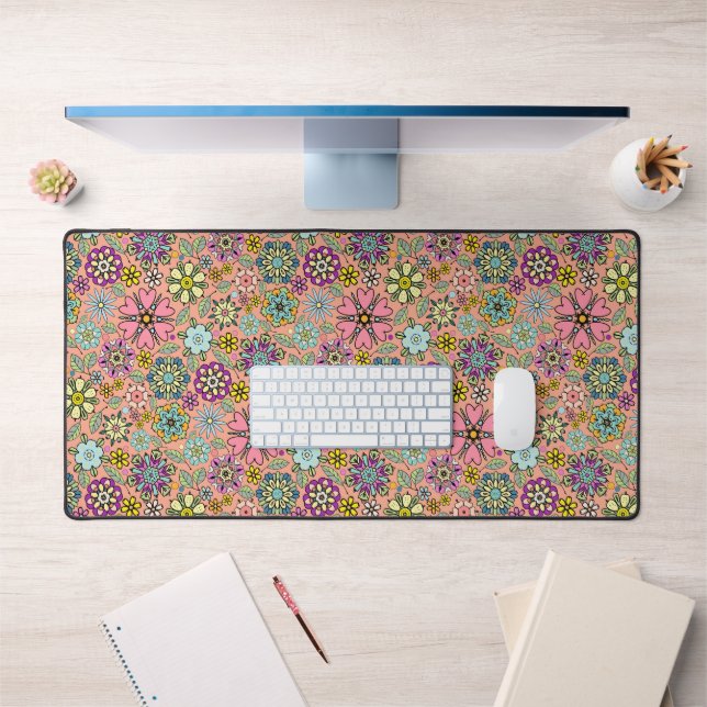 Saison Printemps Retro Couleurs Fleurs Motif sans  (Bureau 1)