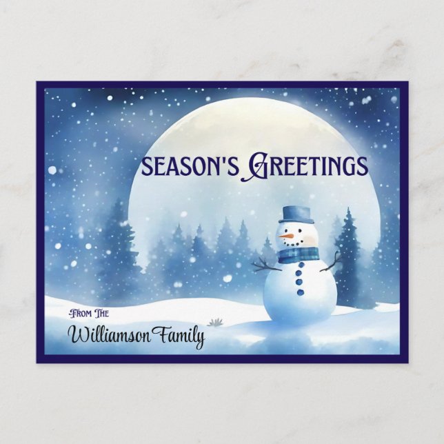 Saison Snowman Salutations de vacances Carte posta (Devant)