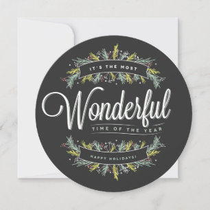 Saison Sprigs Round Holiday Carte photo