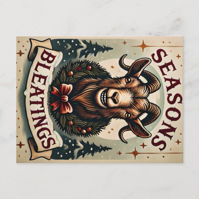 Saison's Bletings - Carte postale de chèvre festiv (Devant)