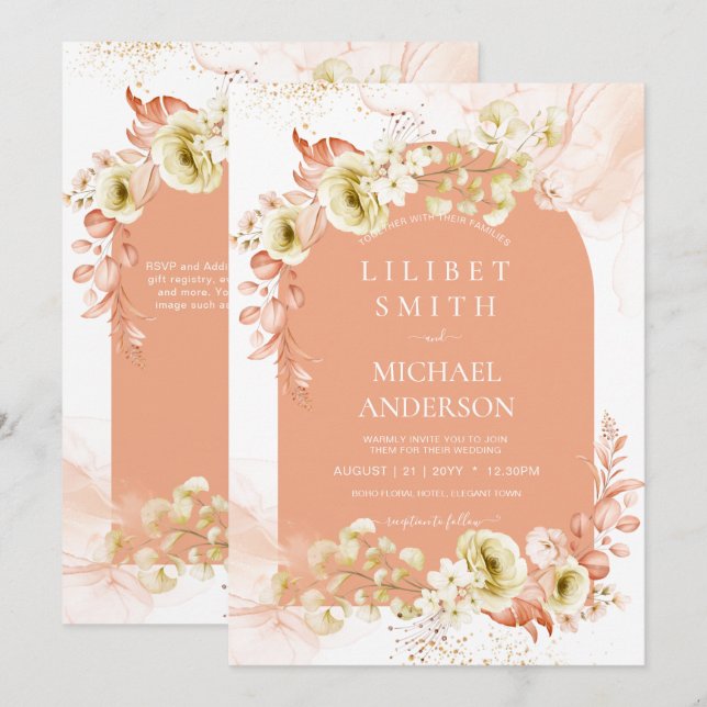 Saisons Chute Plus Tôt Mélange Boho Floral Mariage (Devant / Derrière)