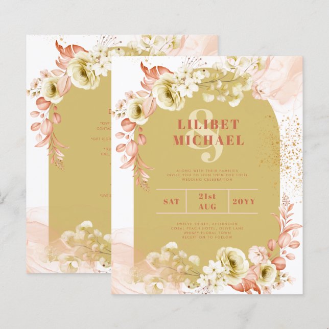 Saisons Chute Plus Tôt Mélange Boho Floral Mariage (Devant / Derrière)