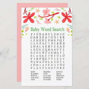 Sakura Baby shower Word Search Jeu
