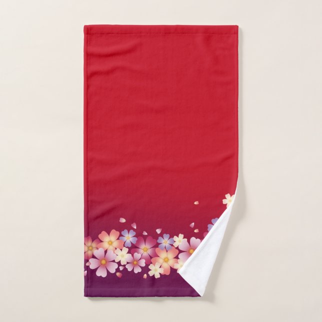 Sakura Blossoms Mixtes Kimono Style Rouge & Purple (Serviette à main)