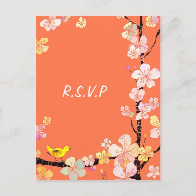 Sakura : Cartes postales RSVP de mariage (Devant)