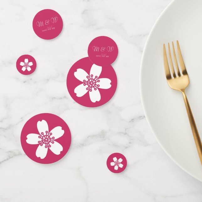Sakura de charme dans Confetti de table de framboi (Groupe)