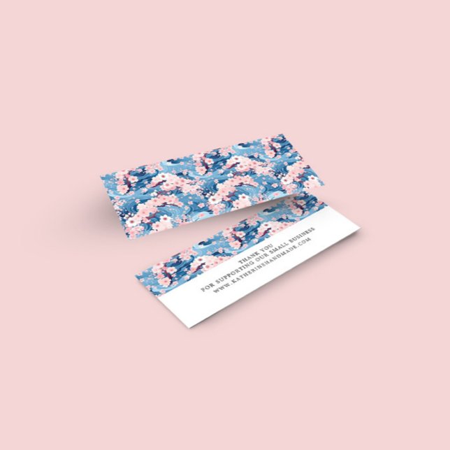 Sakura Floral Navy Small Business Carte de remerci (Créateur téléchargé)