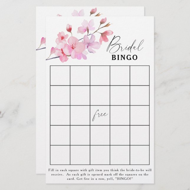 Sakura - Jeu de bingo de douche nuptiale (Devant / Derrière)
