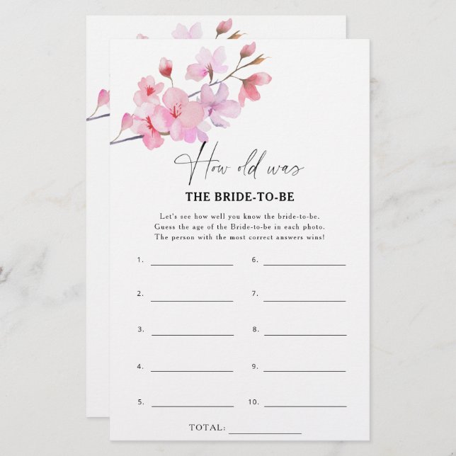 Sakura - Quel âge avait la future mariée jeu (Devant / Derrière)