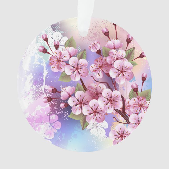Sakura rose sur la peinture Arrière - plan (devant)