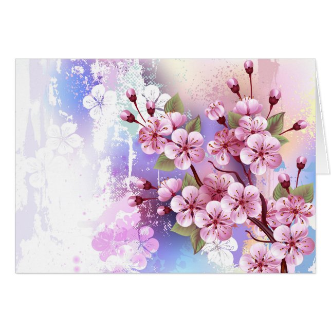 Sakura rose sur la peinture Arrière - plan (Devant horizontal)
