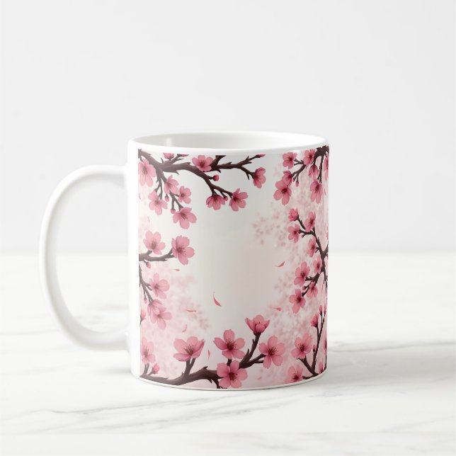 Sakura Serenity Mug - Élégance de la fleur de ceri (Gauche)