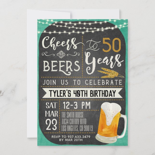 Salades et bières Invitation 50e anniversaire (Devant)