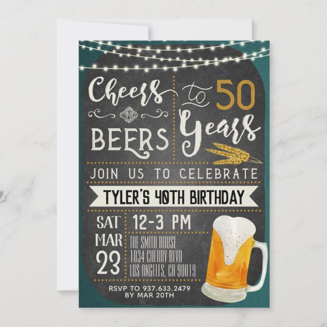 Salades et bières Invitation 50e anniversaire (Devant)