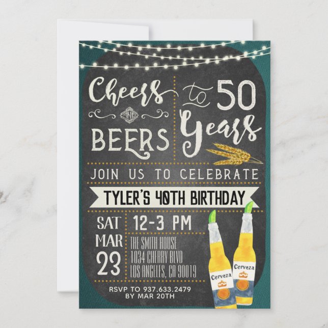 Salades et bières Invitation 50e anniversaire (Devant)