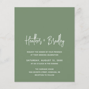 Salage minimaliste Vert Moderne Budget Mariage Inv