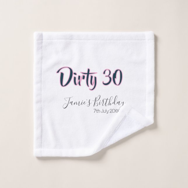 Sale 30 joyeux anniversaire nom date rose gris cal (Gant de toilette)