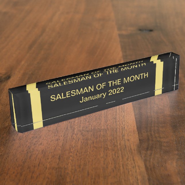 Salesman of the Month Award Desk Nom Plaque (Taille)