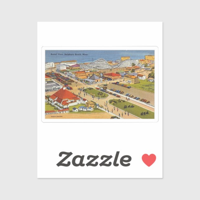 Salisbury Beach Sticker carte postale Vintage (Feuille)