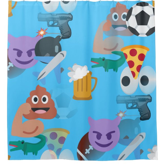 salle de bain avec rideau de douche emoji garçon (Devant)