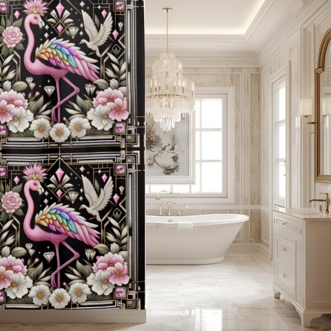 Salle de bain de luxe | Rideau de douche flamant A (Créateur téléchargé)