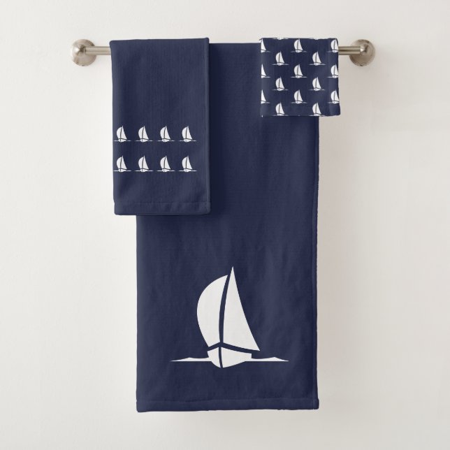 Salle de bain Graphic Sailboat Ocean Blue Towers S (En situation)