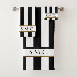 Salle de bain moderne avec rayures Black White Gol