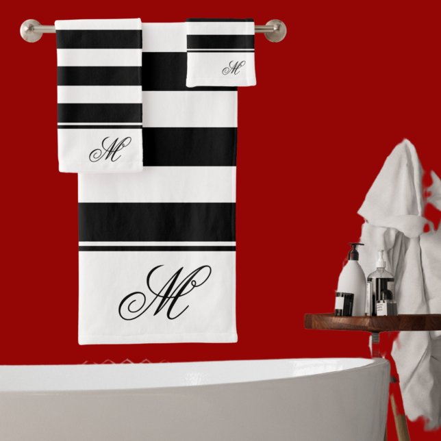 Salle de bain moderne en rayures noir et blanc mon (Créateur téléchargé)