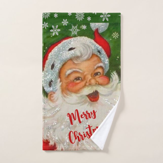 Salle de bain Père Noël vintage  (Serviette à main)