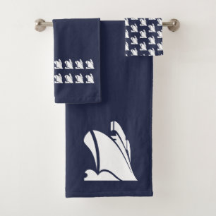 Salle de bain Yacht Ocean Blue & white Serviette s