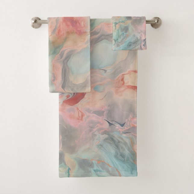 SALLE DE BAINS EN MARBRE GRAS ET SÈCHE-SERVIETTES (En situation)