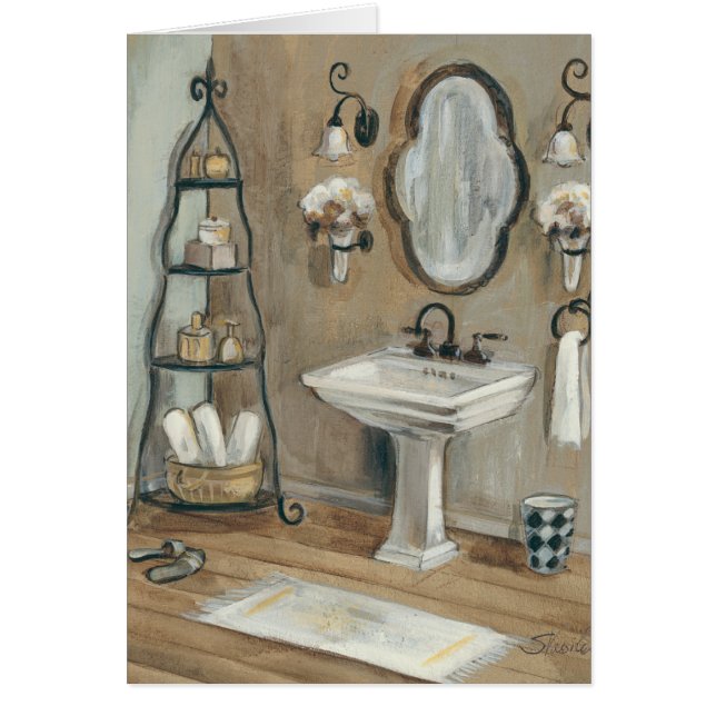 Salle de bains française avec le miroir et l'évier (Devant)