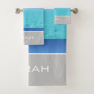 Salle de bains tropicale Ocean Beach Gray Monogram