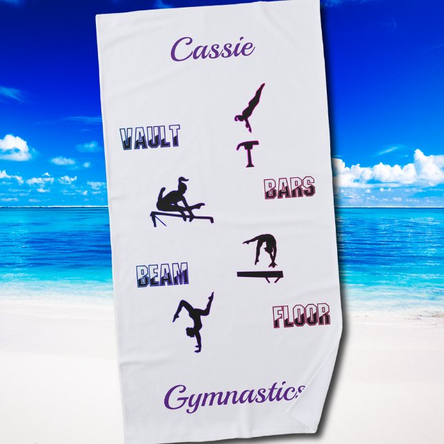 Salle de gym, Bars, Poutres, Serviette de plage de (This all-around gymnastics design is made for girls who do it all — vault, bars, beam, and floor! Fe)