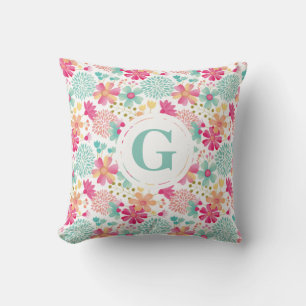 Salle Filles Lettre personnalisée Coussin floral