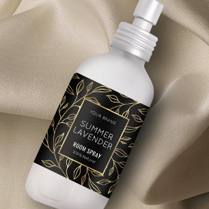 Salle Florale Noir & Or moderne Spray Étiquette bo