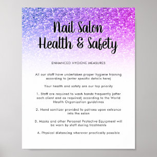 Salon à ongles affiche de sécurité sanitaire Parti