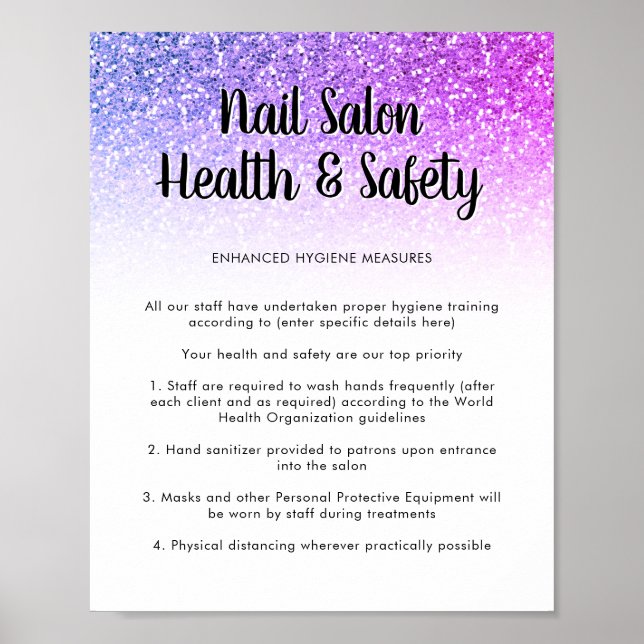 Salon à ongles affiche de sécurité sanitaire Parti (Devant)