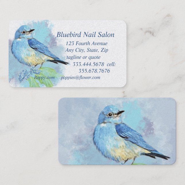 Salon à ongles Bluebird ou Carte de visite personn (Devant / Derrière)