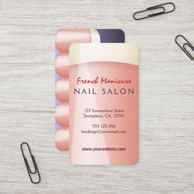 Salon à ongles Manucure français arrondi Cartes de (Devant/Arrière en situation)