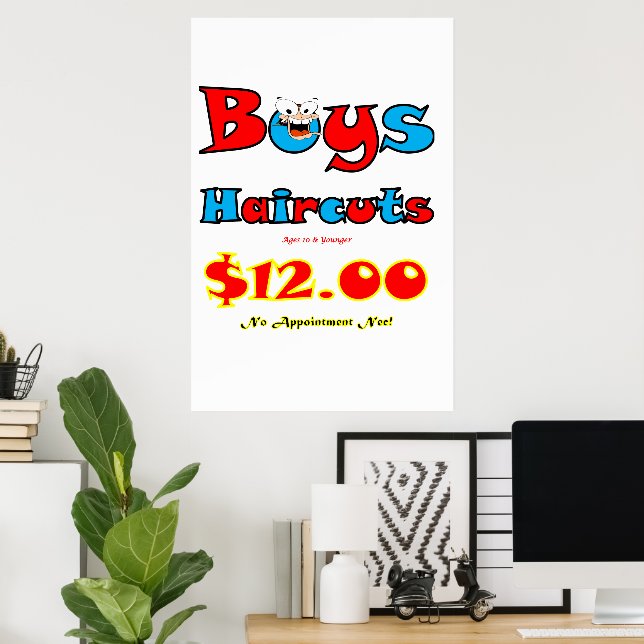 Salon Barbershop Poster Boys Haircuts  (Bureau à domicile)