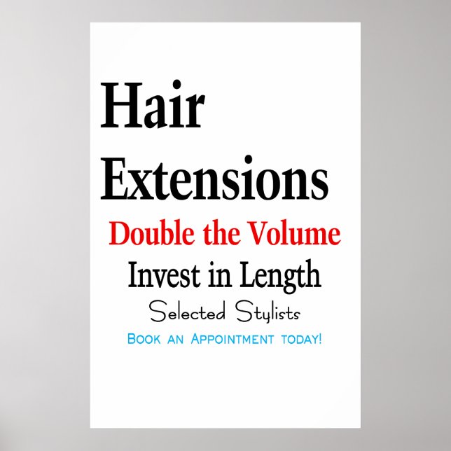 Salon Barbershop Poster Hair Extensions Length (Devant)