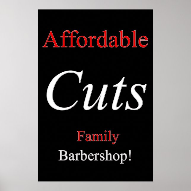 Salon Barbershop Posters Affordable Cuts Family (Devant)