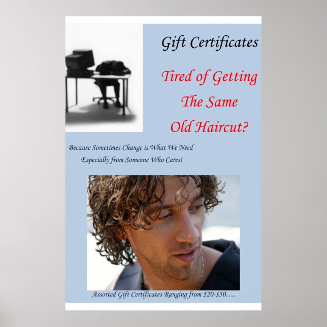Salon Barbershop Posters Haircut Gift Certificates (Devant)