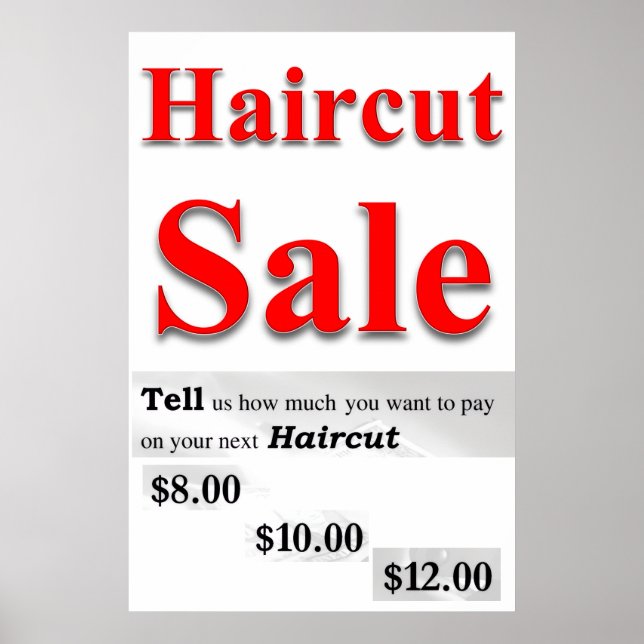 Salon Barbershop Posters Haircut Sale How much Pay (Devant)